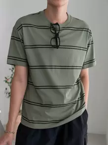 DAZY Camiseta de algodón a rayas para hombres de vuelta a la escuela