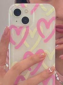 Heart Pattern Clear Phone Case Compatible With iPhone 15/15Pro/15Plus/15Promax - Multicolor - View 2