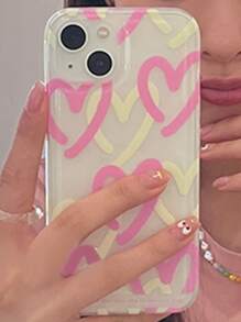 Heart Pattern Clear Phone Case Compatible With iPhone 15/15Pro/15Plus/15Promax - Multicolor - View 4