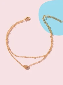 心形装饰多层脚链 情人节、妈妈、母亲、母亲节、礼物 - 金黃色 - 查看 2