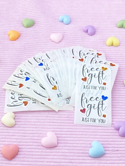 50pcs Heart & Slogan Graphic Gift Sticker