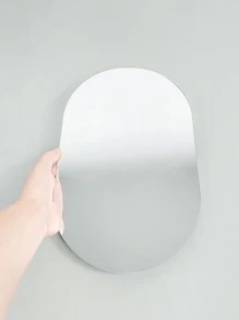 1pc Oval Shaped 2mm Thick Acrylic Decorative Mirror Sticker, Suitable For Bedroom, Living Room, Bathroom And Kitchen. Size: 30*26cm/11.81*10.25in Best Gifts - Silver - View 6