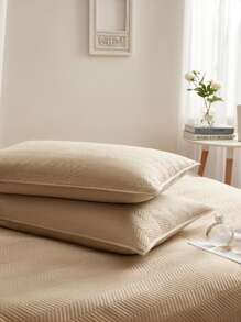 1pair Quilted Pillowcase Without Filler - Khaki - View 3