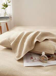 1pair Quilted Pillowcase Without Filler - Khaki - View 5