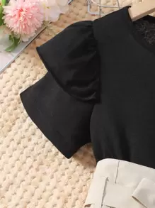 Bộ hai mảnh Gái Thắt lưng Xù Khối Màu Dễ thương - Nhiều màu - Xem 6