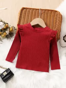 Bebé Camiseta ribete con fruncido tejido de canalé