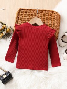 Bebé Camiseta ribete con fruncido tejido de canalé