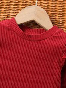 Bebé Camiseta ribete con fruncido tejido de canalé