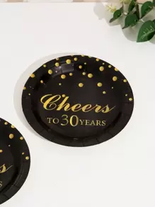 10pcs 30th Birthday Party Disposable Plate - Multicolor - View 1