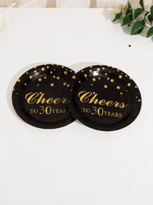 10pcs 30th Birthday Party Disposable Plate - Multicolor - View 2