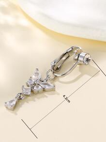 Utnsnyy 方晶鋯石蝴蝶裝飾臍釘銅受歡迎穿孔身體鏈禮品適合女士和男士 - 銀色 - 查看 2