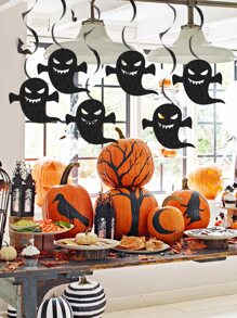 6pcs Halloween Hanging Swirl Decoration - Black - View 2
