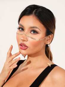 1入組時尚愛心掛飾箭頭設計身體鏈適用於女士適用於身體裝飾用品 - 金黃色 - 查看 7