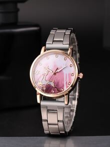 Đồng hồ thạch anh con trỏ tròn - màu đen - Xem 1