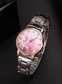 Đồng hồ thạch anh con trỏ tròn - màu đen - Xem 3
