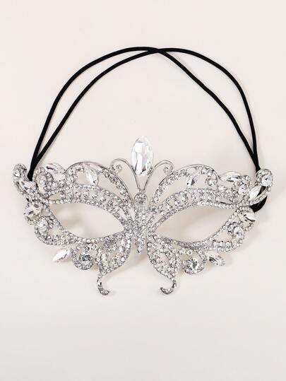1pc Glass Rhinestone Butterfly Masquerade Mask, Unique Face Decor For Halloween