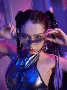 ROMWE Full Wrap-Around Fashion Glasses - Clear - View 2