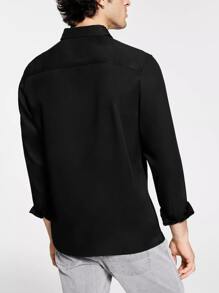 Manfinity Hypemode Men Solid Button Front Shirt - Black - View 2