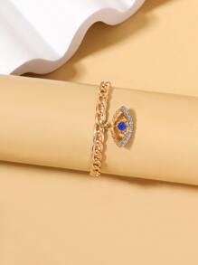 Pulsera tobillera con diamante de imitación con diseño de ojo - azul real - Ver 2