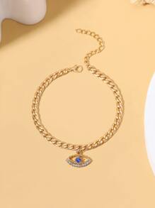 Pulsera tobillera con diamante de imitación con diseño de ojo - azul real - Ver 3