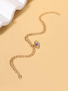 Pulsera tobillera con diamante de imitación con diseño de ojo - azul real - Ver 4