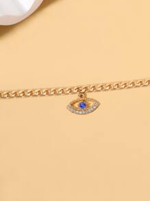 Pulsera tobillera con diamante de imitación con diseño de ojo - azul real - Ver 5