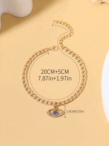 Pulsera tobillera con diamante de imitación con diseño de ojo - azul real - Ver 6