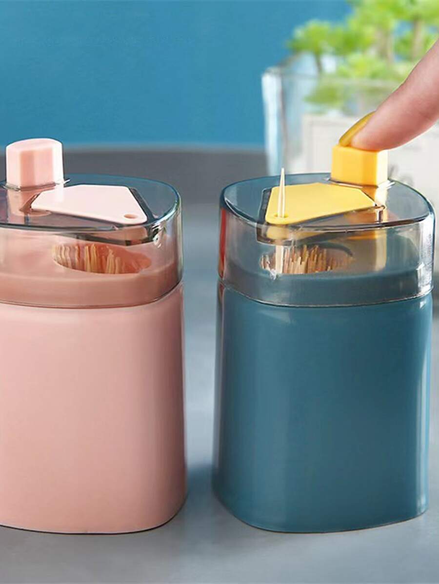 1 cái/2 cái/bộ Hộp đựng tăm bật lên màu ngẫu nhiên - Nhiều màu - Xem 1