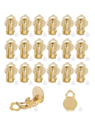 ピアスクリップ20個+イヤープラグ20個セット、ピアス穴開けていない人のためのDIYピアス作りに、ピアス変換器