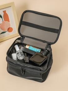 雙層網紗化妝包,旅行必備 - 黑色 - 查看 6