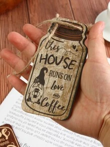 Juego de 4 colgantes de pared de madera grandes y creativos de 5.8 pulgadas, con diseños simples de gnomos y letras, placas decorativas para el hogar, cafetería y decoración de restaurantes, decoración del hogar, decoración de habitaciones, decoración de paredes, regalos de cumpleaños, graduación, decoración de cocina