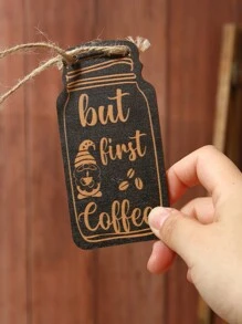 Juego de 4 colgantes de pared de madera grandes y creativos de 5.8 pulgadas, con diseños simples de gnomos y letras, placas decorativas para el hogar, cafetería y decoración de restaurantes, decoración del hogar, decoración de habitaciones, decoración de paredes, regalos de cumpleaños, graduación, decoración de cocina