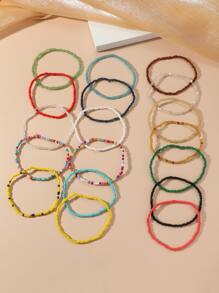 18pcs/set Minimalist Beaded Anklet - Multicolor - View 2