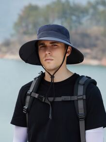 1 Miếng Nam Có thể tháo rời Thoáng khí Câu cá  Mũ lưỡi trai Với Chống nắng Cape Thích hợp Đối với Ngoài trời Và Sử dụng hàng ngày - Màu xám đen - Xem 4