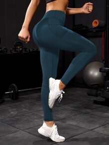 Powerista 瑜伽褲襪摩托拼塊高彈力收復競技緊身打底褲帶側口袋