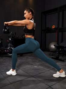 Powerista 瑜伽褲襪摩托拼塊高彈力收復競技緊身打底褲帶側口袋