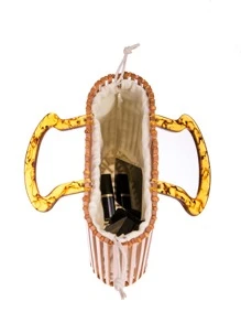 鏤空手提包帶內袋,完美適合夏天海灘旅行度假 - 紫紅色 - 查看 8