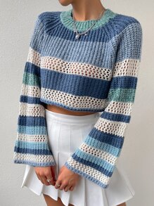 Lunelith SHEIN Lunessa Jersey corto de color combinado de manga raglán de punto de malla