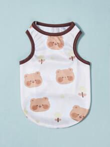 PETSIN Cartoon Bear Print Pet Tank - Multicolor - View 2