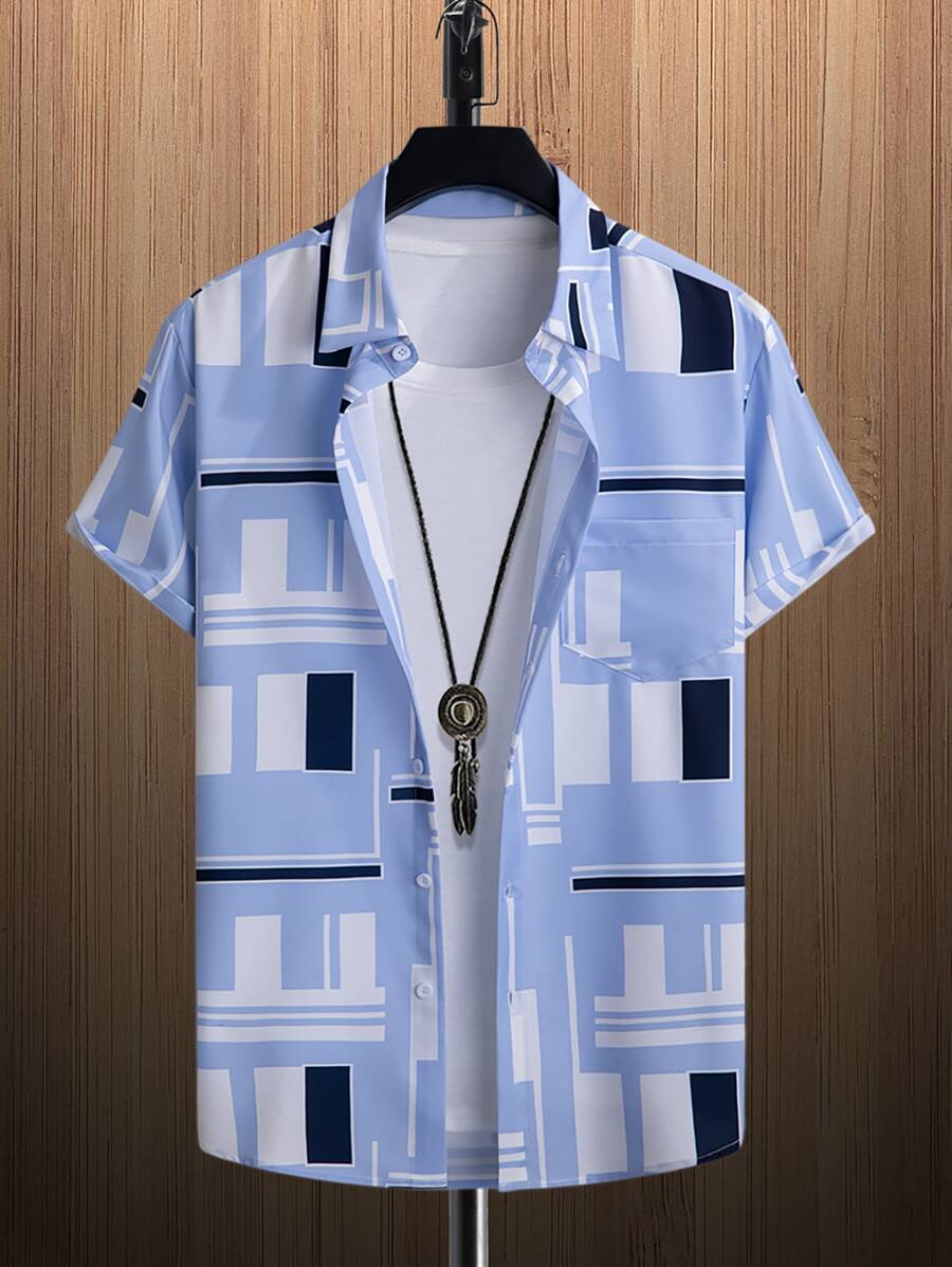 Manfinity Homme Men Geo Print Shirt Without Tee - Multicolor - View 1