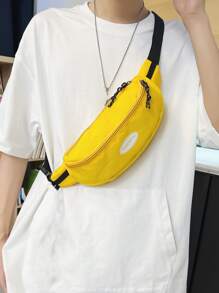 TEMENGTU Neon Yellow Letter Graphic Bum Bag - Yellow - View 3