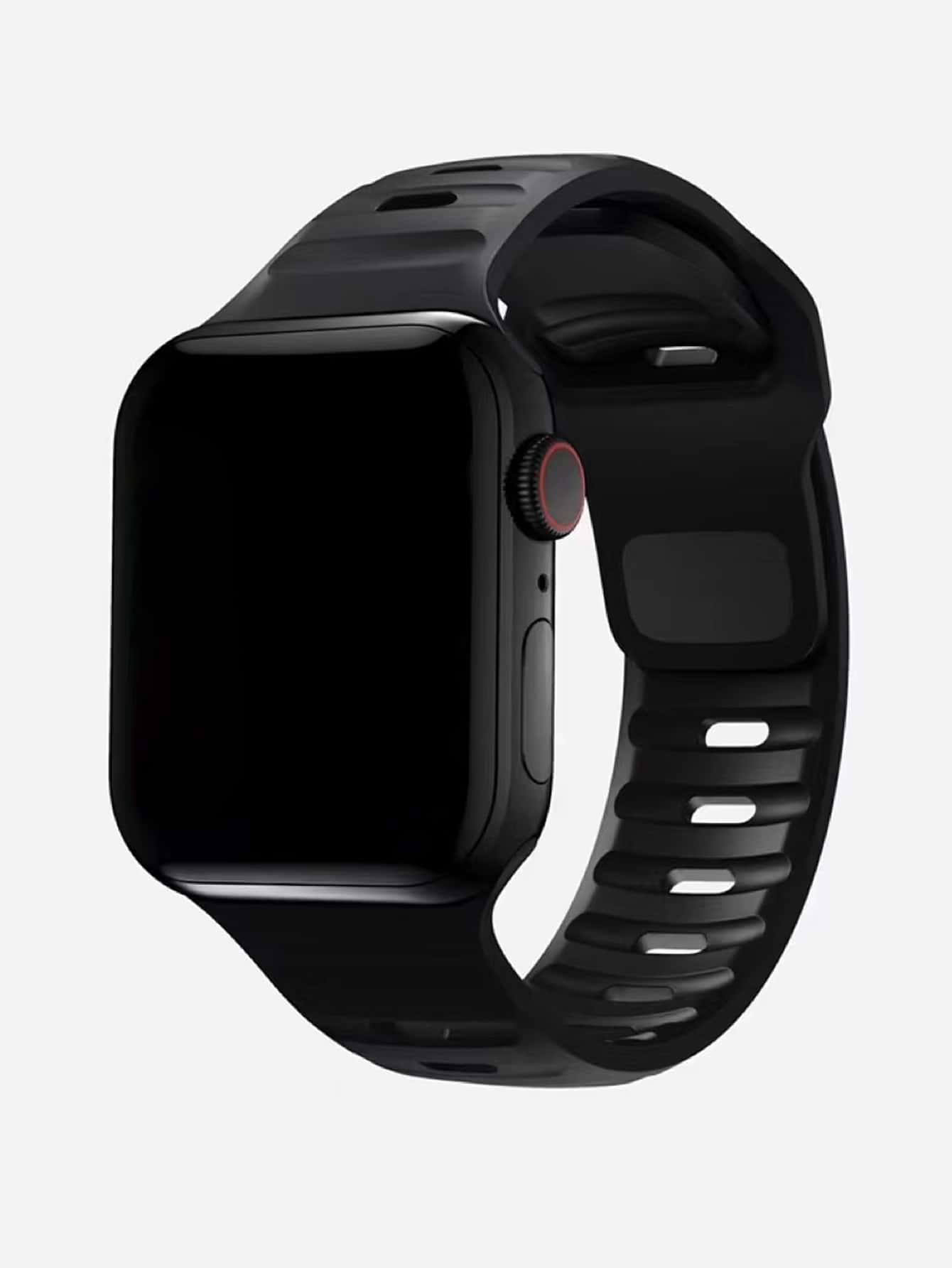 Correa de reloj de silicona liso compatible con Apple Watch - Negro - Ver 1