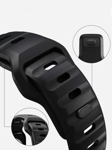 Correa de reloj de silicona liso compatible con Apple Watch - Negro - Ver 3