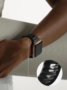 Correa de reloj de silicona liso compatible con Apple Watch - Negro - Ver 4