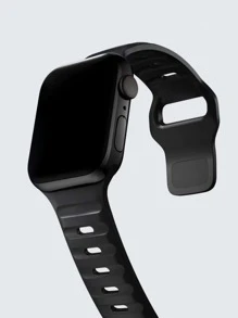 Correa de reloj de silicona liso compatible con Apple Watch - Negro - Ver 6