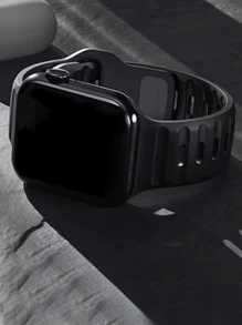Correa de reloj de silicona liso compatible con Apple Watch - Negro - Ver 7