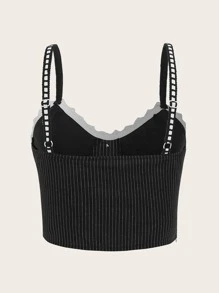 ROMWE Áo khoác và áo lót dành cho xe tăng nữ Sọc Giải trí - màu đen - Xem 2