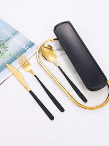 Set de 3 piezas de cubertería de acero inoxidable y 1 caja de almacenamiento, regalo de cocina para Navidad - Multicolor - Ver 1