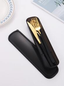 Set de 3 piezas de cubertería de acero inoxidable y 1 caja de almacenamiento, regalo de cocina para Navidad - Multicolor - Ver 3