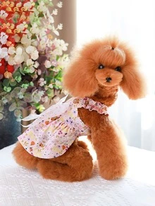 1pc Floral Print Pet Dress - Multicolor - View 5